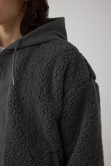 シープボア×スウェット切替防風ブルゾン 詳細画像