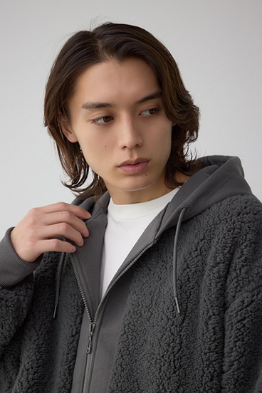 シープボア×スウェット切替防風ブルゾン