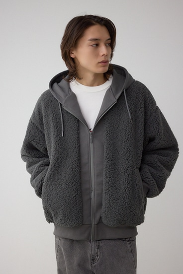 シープボア×スウェット切替防風ブルゾン 詳細画像