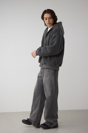 シープボア×スウェット切替防風ブルゾン 詳細画像