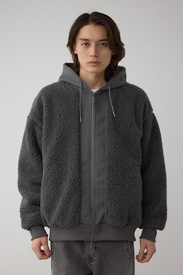 シープボア×スウェット切替防風ブルゾン 詳細画像