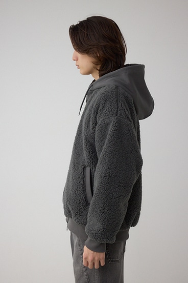 シープボア×スウェット切替防風ブルゾン 詳細画像