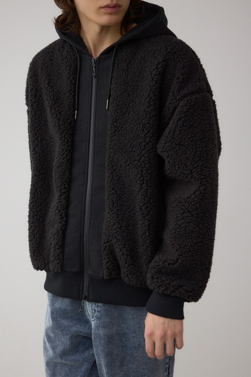 シープボア×スウェット切替防風ブルゾン