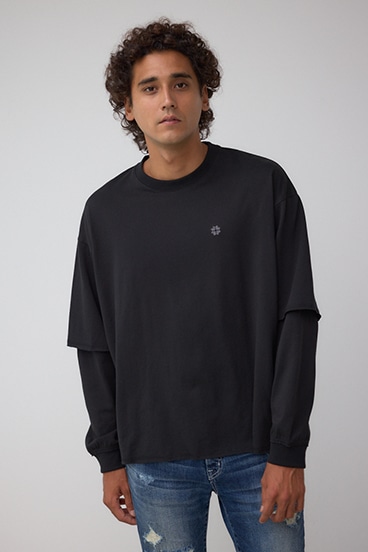 微配色フェイクレイヤードロンT 詳細画像