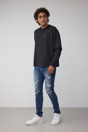 微配色フェイクレイヤードロンT 詳細画像