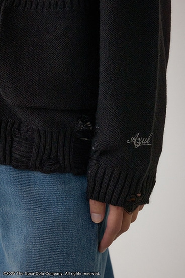 【Coca-Cola®｜AZUL】 ダメージカーディガン 詳細画像