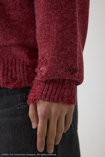 【Coca-Cola®｜AZUL】 ダメージカーディガン 詳細画像