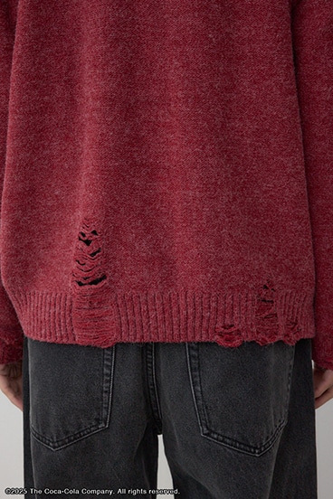 【Coca-Cola®｜AZUL】 ダメージカーディガン 詳細画像