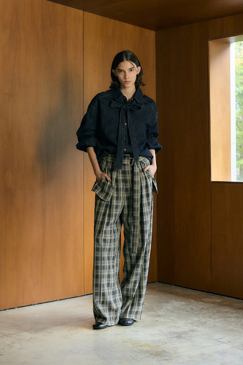 【crie conforto】ボウタイデニムシャツ 詳細画像