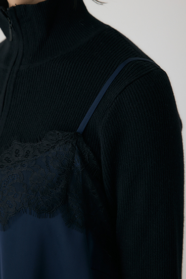 【crie conforto】レースフレアサテンキャミ 詳細画像