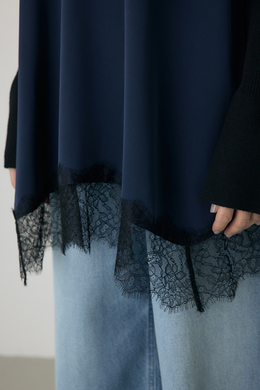 【crie conforto】レースフレアサテンキャミ 詳細画像