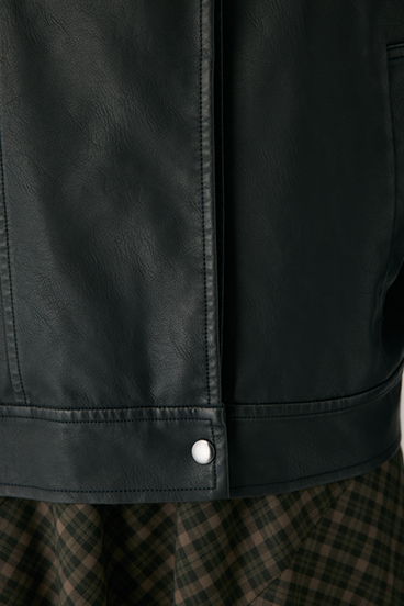 【crie conforto】スタンドカラーフェイクレザージャケット 詳細画像