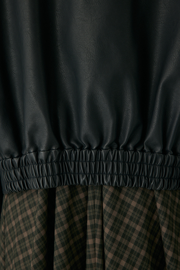 【crie conforto】スタンドカラーフェイクレザージャケット 詳細画像