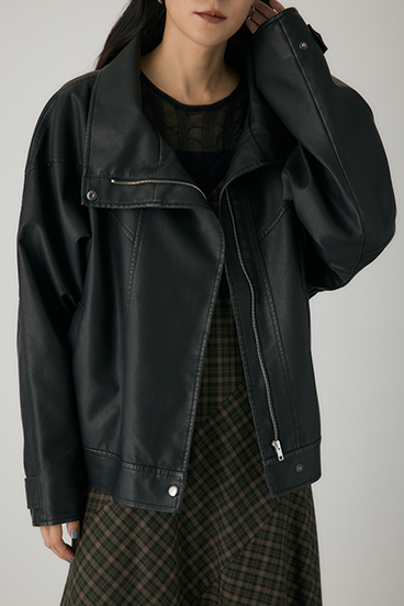 【crie conforto】スタンドカラーフェイクレザージャケット