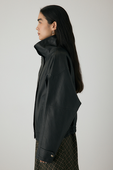 【crie conforto】スタンドカラーフェイクレザージャケット 詳細画像