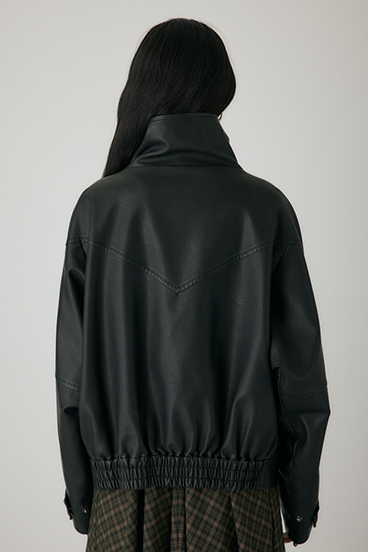 【crie conforto】スタンドカラーフェイクレザージャケット 詳細画像