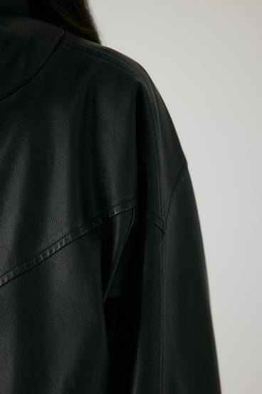 【crie conforto】スタンドカラーフェイクレザージャケット 詳細画像