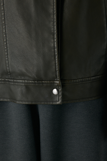 【crie conforto】スタンドカラーフェイクレザージャケット 詳細画像