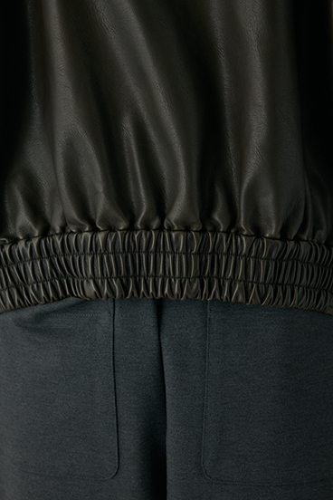 【crie conforto】スタンドカラーフェイクレザージャケット 詳細画像