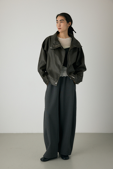 【crie conforto】スタンドカラーフェイクレザージャケット 詳細画像