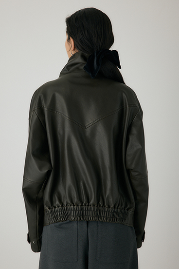 【crie conforto】スタンドカラーフェイクレザージャケット 詳細画像