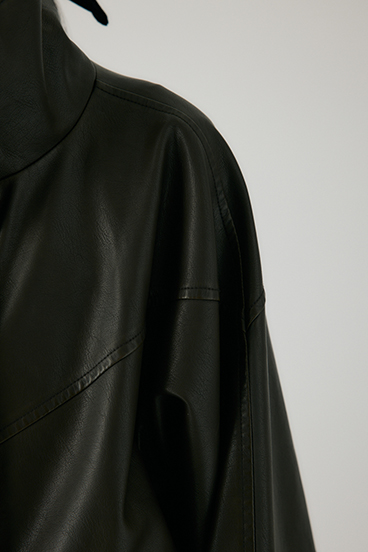 【crie conforto】スタンドカラーフェイクレザージャケット 詳細画像