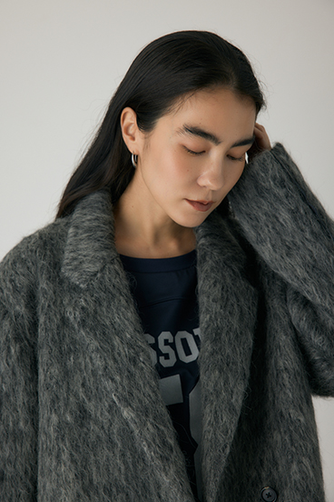 【crie conforto】シャギーパデットショルダーコート 詳細画像