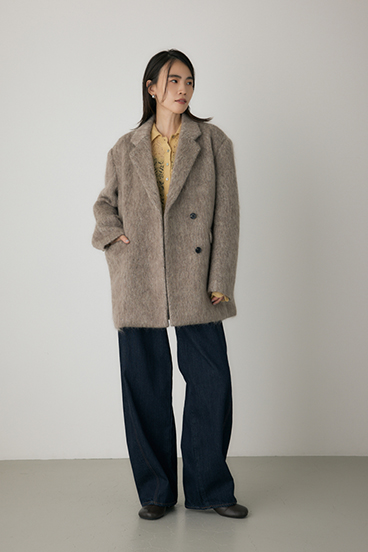 【crie conforto】シャギーパデットショルダーコート 詳細画像