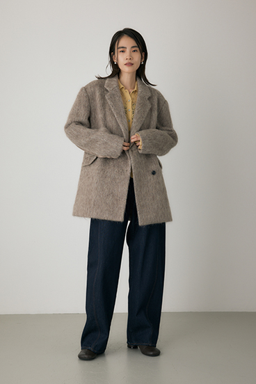 【crie conforto】シャギーパデットショルダーコート 詳細画像