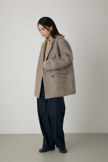 【crie conforto】シャギーパデットショルダーコート 詳細画像