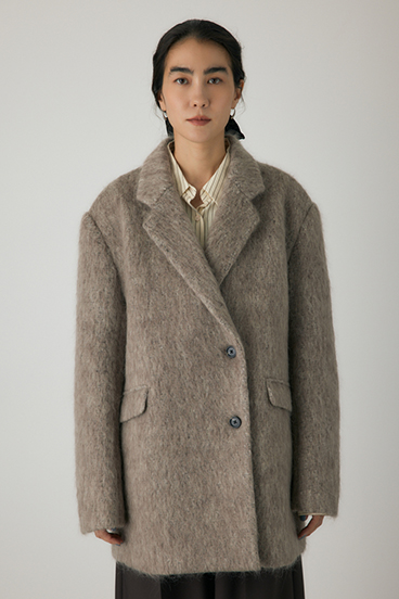 【crie conforto】シャギーパデットショルダーコート 詳細画像