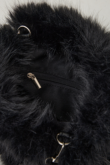 【crie conforto】フリルショルダー付エコファー巾着バッグ 詳細画像