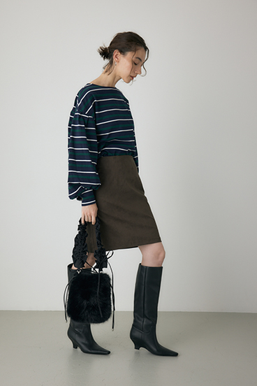 【crie conforto】フリルショルダー付エコファー巾着バッグ 詳細画像