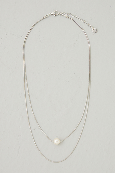 【crie conforto】ワンパールダブルチェーンネックレス 詳細画像