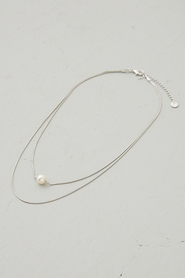 【crie conforto】ワンパールダブルチェーンネックレス 詳細画像