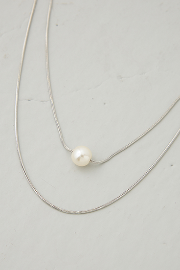 【crie conforto】ワンパールダブルチェーンネックレス 詳細画像