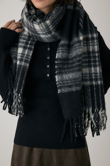 【crie conforto】ループヤーンライトチェックマフラー