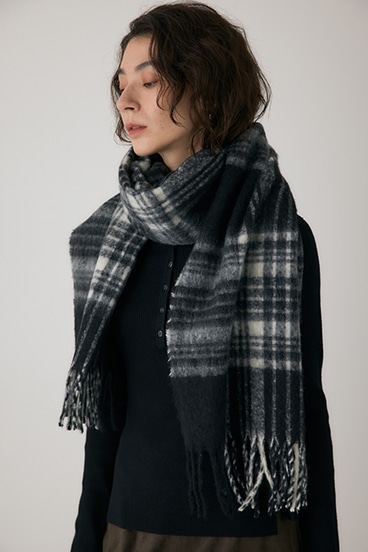 【crie conforto】ループヤーンライトチェックマフラー