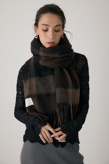 【crie conforto】ループヤーンライトチェックマフラー