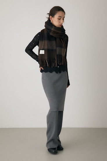 【crie conforto】ループヤーンライトチェックマフラー 詳細画像