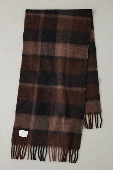 【crie conforto】ループヤーンライトチェックマフラー 詳細画像