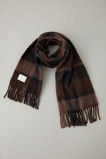 【crie conforto】ループヤーンライトチェックマフラー 詳細画像