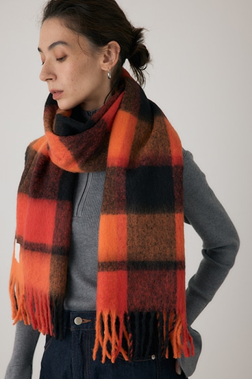 【crie conforto】ループヤーンライトチェックマフラー