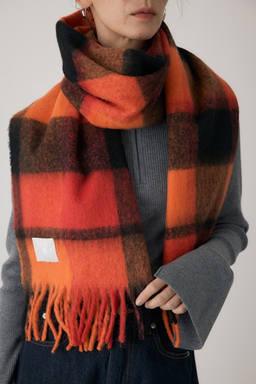 【crie conforto】ループヤーンライトチェックマフラー