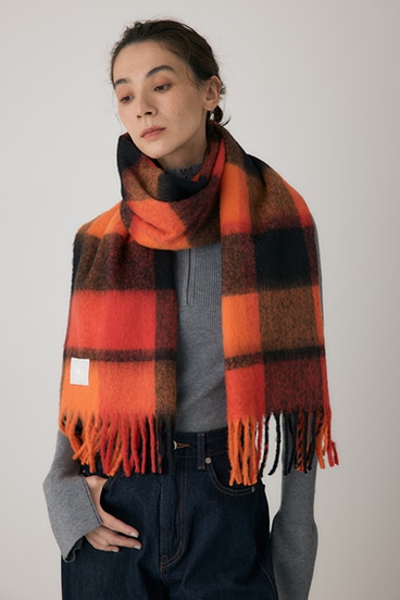 【crie conforto】ループヤーンライトチェックマフラー 詳細画像