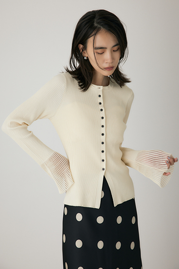【crie conforto】スリーブシアーリブカーディガン
