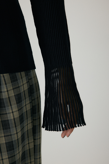 【crie conforto】スリーブシアーリブカーディガン 詳細画像