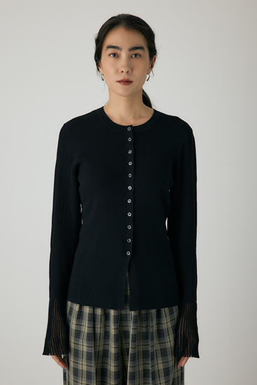 【crie conforto】スリーブシアーリブカーディガン 詳細画像