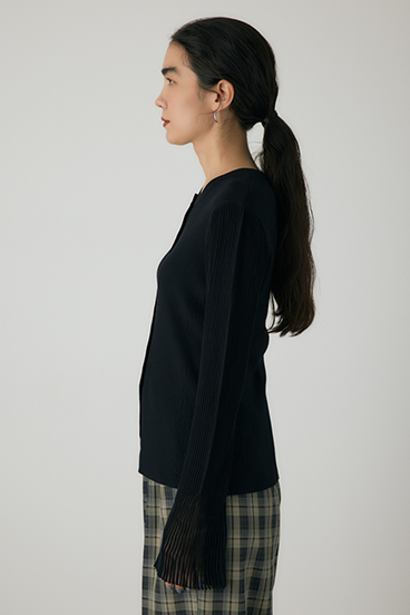 【crie conforto】スリーブシアーリブカーディガン 詳細画像