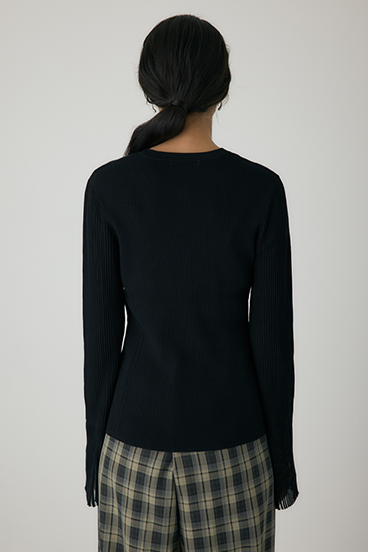 【crie conforto】スリーブシアーリブカーディガン 詳細画像